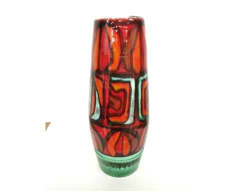 A Poole Pottery Delphis vase, shape 85, decorated in early glazes by Angela Wyburgh (15 inches high).