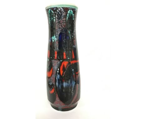 A Poole Pottery Delphis floor vase, shape 85, in early period glazes (16 inches high).