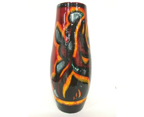 A Poole Pottery Delphis earthenware vase, shape 85, decorated in an Abstract design by Janet Laird (16 inches).