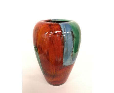 A Poole Pottery Studio Living Glaze vase, decorated in a Trial design (10 inches high).