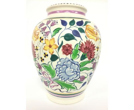 A large Poole Pottery tradition earthenware vase, decorated in the BN design by Gwen Haskins (13 inches).