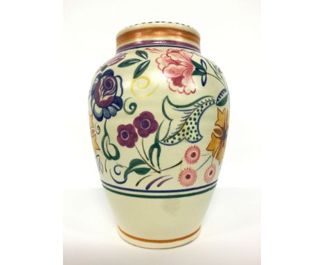 A Poole Pottery traditional earthenware vase, shape 454, decorated in the CS design, decorated by Nora Preston (10 inches).