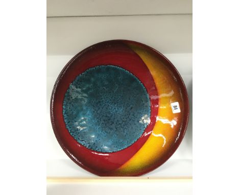 A Poole Pottery Living Glaze Planets Limited Edition dish, designed by Alan Clarke "URANUS" No. 72 with box (16 inches).