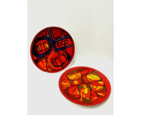 A good early Poole Pottery Delphis dish, shape 5, decorated by Carol Cutler (14 inches) together with another.