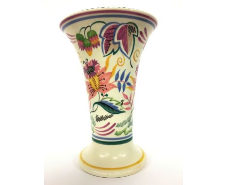 A Poole Pottery earthenware tradition vase, shape 589, decorated in the ZG design by Myrtle Bond (9 inches).