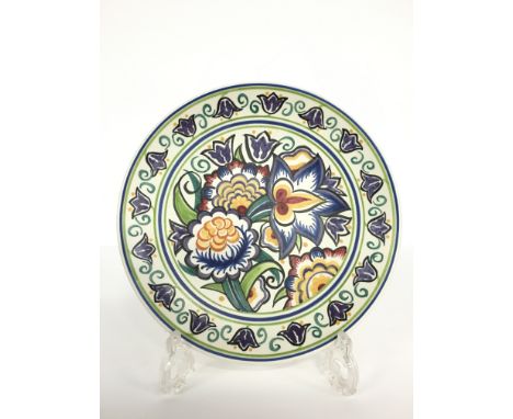 A Poole Pottery Earthenware dish decorated in the HXII design by Susan Russell (8 inches diameter)