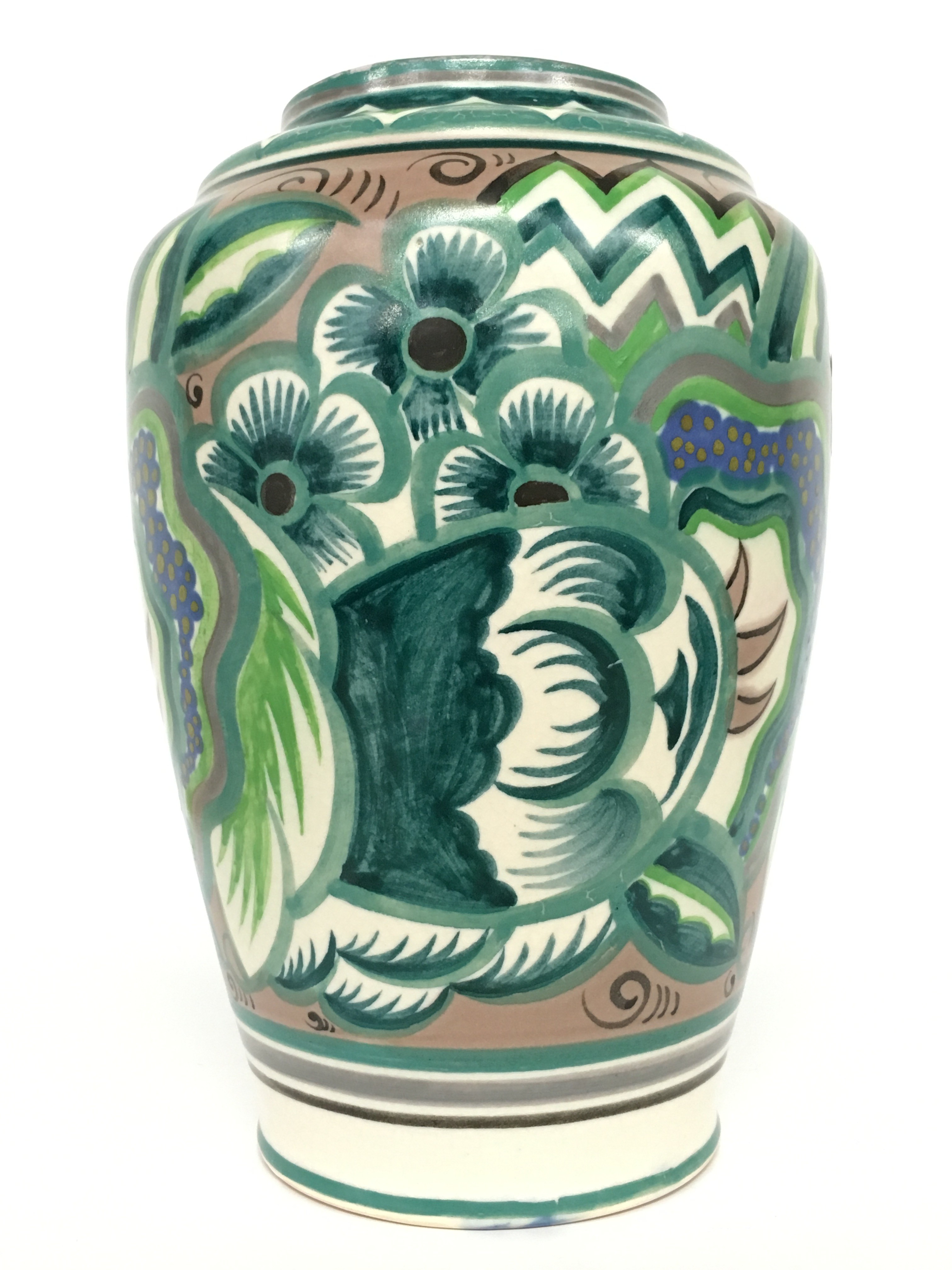 A large Poole Pottery Art Deco vase, shape 966, decorated in the GEP pattern by Eileen Prangnell