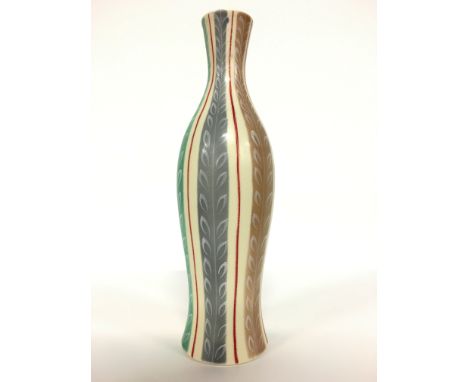 A Poole Pottery Freeform earthenware vase, shape 693, decorated in the PGT design, decorated by Pat Dightam (10 inches).