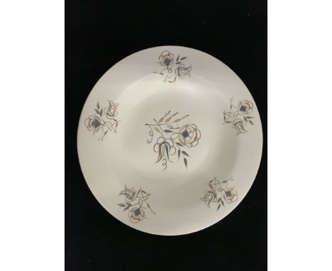 A Poole Pottery earthenware traditional large dish, shape 528, decorated in the BW design (16 inches diameter).