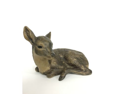 A Poole Pottery Barbara Linley Adams stoneware figure of a Large Fawn (9 inches long).