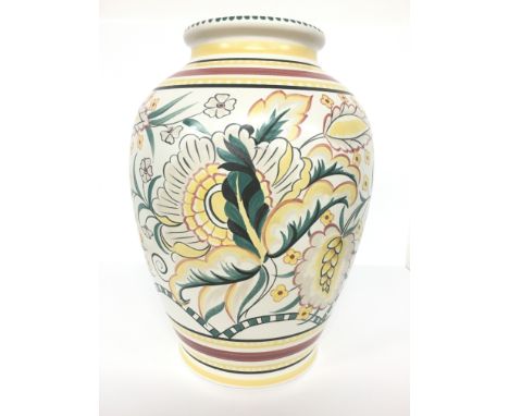 A Poole Pottery earthenware traditional vase, decorated in the ZB design by Susan Russell, hand thrown by Alan White (14 inch