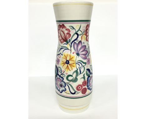 A Poole Pottery earthenware traditional vase, shape 85, decorated in the CS design, painted by Mary Cockram (16 inches high).