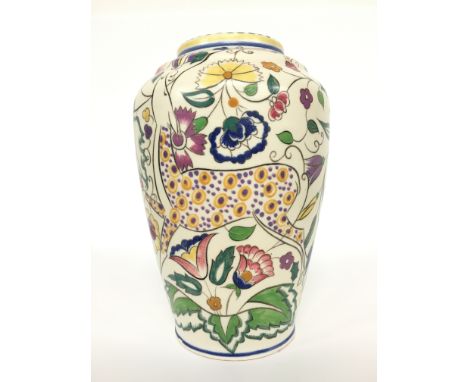A Poole Pottery Earthenware traditional vase, shape 966, decorated in the SK design, painted by Eileen Prangnell (10 inches h