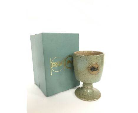 A Poole Pottery stoneware Limited Edition goblet Spring Promotion 1976, thrown and glazed by Guy Sydenham, boxed (5 inches hi