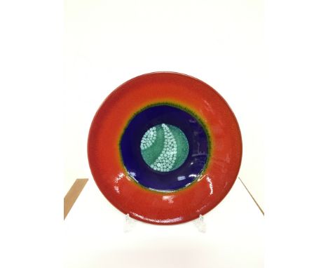 A Poole Pottery Living Glaze Planets Limited Edition dish, designed by Alan Clarke "EARTH" No. 72 with box (16 inches).