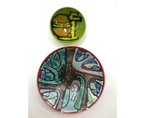 A Poole Pottery Delphis bowl, shape 57, in an Abstract design in an early glaze palette by Geraldine O'Meara (10 inches diame