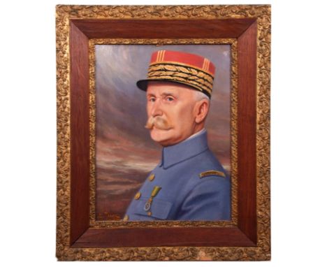 AR E Fuge (20th century) Portrait of Marshall Petain oil on board, signed lower left 49 x 38cm