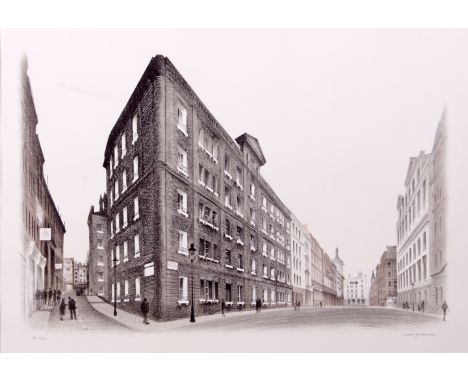AR David Gentleman (born 1930 "Bedfordbury (Peabody &amp; Chandos Place)" lithograph, signed and number 20/120 in pencil to l