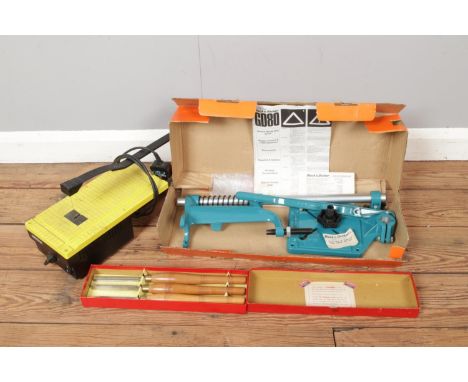Three mixed vintage tools, Black &amp; Decker GD80 Vertical Press Stand, Spiralux Craft Electric Fret Saw Model.1010, and ori