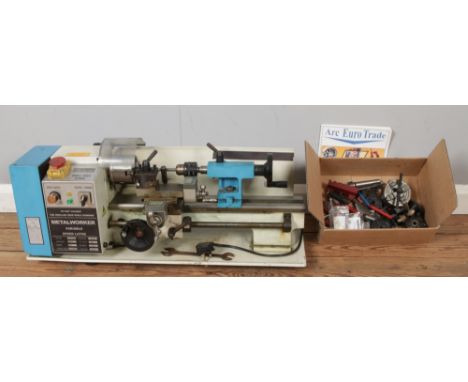 Metalworker Variable Speed Lathe, comes with a box of tools and attachments