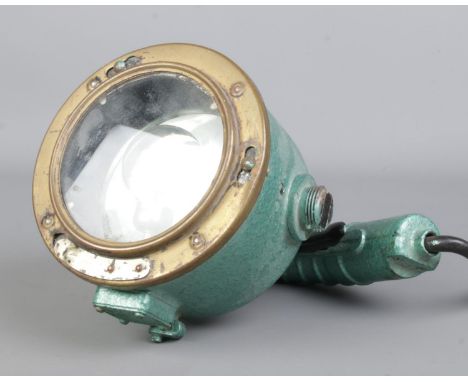 An Admiralty Pattern 5110 Portable Signalling Lantern; 268825. Dated for 1945.  Will require re-wiring.
