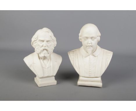 WH Goss Bust of Shakespeare and Longfellow, both with WH Goss impress mark, Shakespeare has inscribed to rear (Shakespeare he