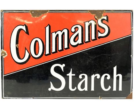 A Colman's Starch enamel sign in red black and white, height 40.6 cm x 61.2 cm