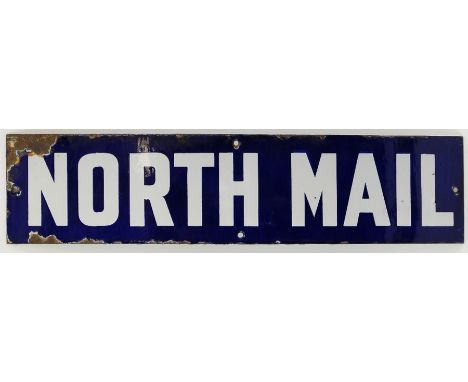 A NORTH MAIL enamel advertising sign, height 11.5 cm x width 50 cm.