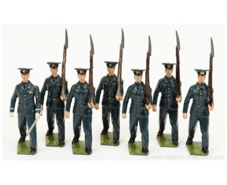 Britains Set 2073 - Royal Air Force [1959 Issue], comprising: Officer Walking Holding Scabbard &amp; 6 x Aircraftsmen Marchin