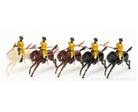 Britains - Set 47 - 1st Bengal Lancers - Skinners Horse [Post War Issue], comprising: Mounted Trumpeter &amp; 4 x Troopers wi