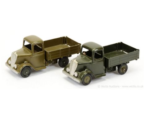 Britains - 2 x Set 1334 - Army 4-Wheel Truck [1948 / 55 versions], comprising: Round Nose Cab with Rear Tipping Body &amp; Bl