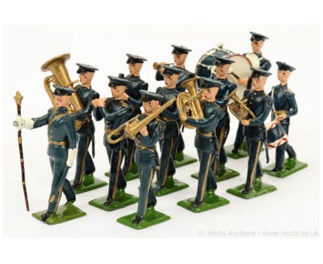 Britains - Set 1527 - Band of the RAF [1954 version], comprising: Marching Drum Major &amp; 11 x Marching Bandsmen. Near Mint