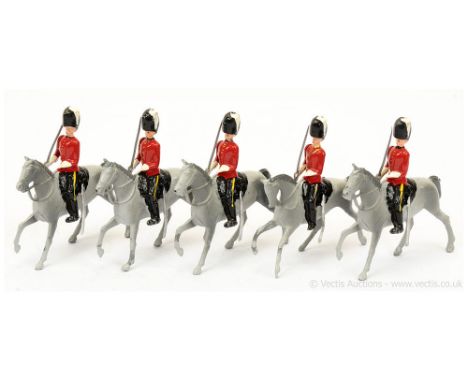 Britains - Set 32 - Royal Scots Greys, circa, 1955, comprising: Officer with Shouldered Sabre &amp; 4 x Troopers with Shoulde