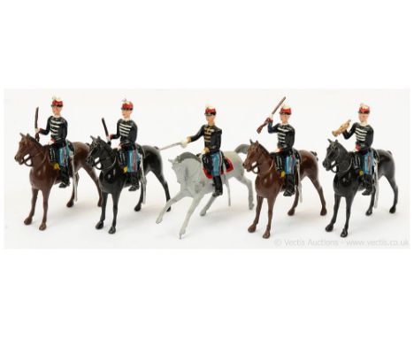 Britains - Set 190 - Belgian 2eme Chasseurs a Cheval [Post War Issue], comprising: Officer with Extended Sabre Arm, Trumpeter