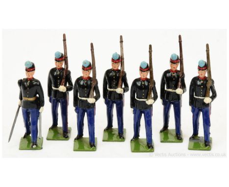 Britains - Set 2051 - Uruguayan Military School Cadets [1959 version], comprising: 1 x Officer Marching &amp; 6 x Cadets Marc