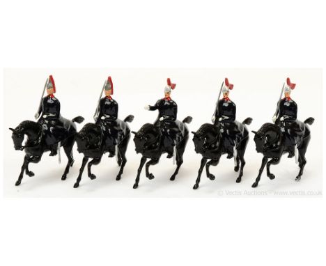 Britains - Set 1343 - The Royal Horse Guards - Winter Dress, [1948 Version], comprising: Officer Empty Handed &amp; 4 x Troop