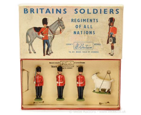 Britains - Set 2124 ["Half"' Set] - The Royal Welch Fusiliers [1957 version], comprising: Officer with Drawn Sword, Goat Masc