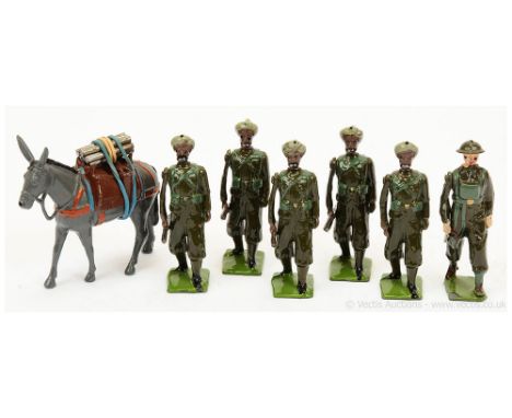 Britains - Set 1893 - Indian Army Service Corps [1946 Version], comprising: Marching Officer with Baton, Mule, Handler &amp; 