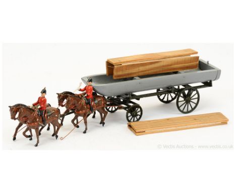 Britains - Set 203 - Royal Engineers - Pontoon Section [1st 1920 Version, 1930's Issue], comprising: 4 x Horse Team at the Wa