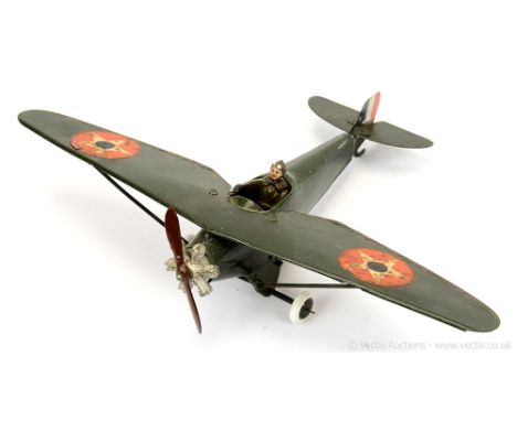 Britains - Set 435 - U.S. Monoplane - [1937 version], comprising: Standard Monoplane with Rounded Wings, Khaki Finish, first 