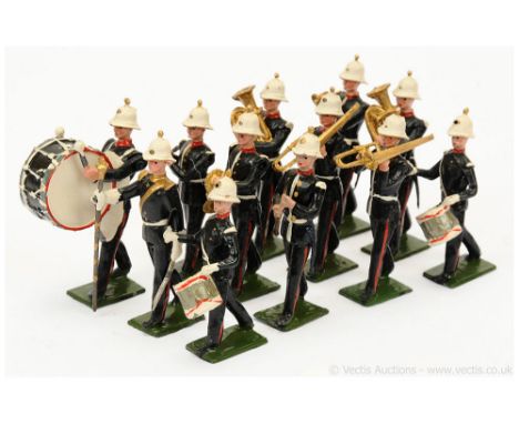 Britains - Set 2153 - Band of the Royal Marines [1957 version], comprising: 1 x Drum Major &amp; 11 x Musicians Playing Vario