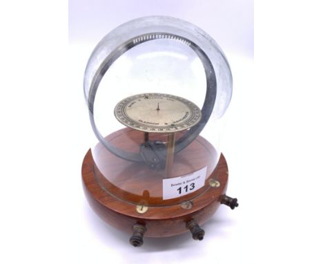 Baird &amp; Tatlock Ltd Tangent Galvanometer. Glasgow &amp; Manchester. Fitted within a glass dome.
