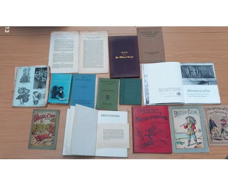 Intreasting collection of books and booklets to include a wonderful edition of Robinson Crusoe (French Copy please see images