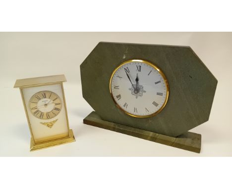 Swiss Swisa 8 day clock together with vintage slate mantle clock
