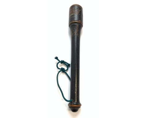 Antique tipstaff truncheon with hand painted decoration including GR Royal Cypher