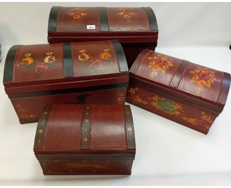 Vintage hand painted chest with graduating boxes within.