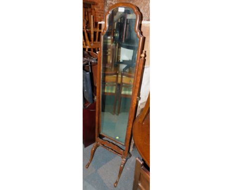A Georgian style walnut framed cheval mirror, 183cm high.