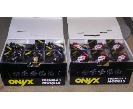 Onyx Formula 1 Models, A collection of boxed 1:43 scale models, including lots of 24 in trade boxes comprising 279 Minardi Fo