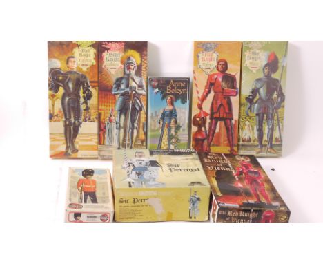 Figural Kits, A boxed group comprising, factory sealed 1:12 scale models of Knights by Aurora, (471,472,473,474), and 3542-8 