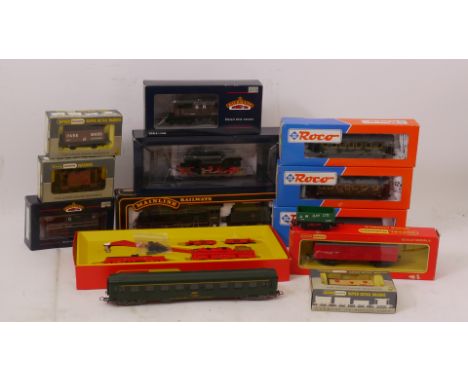 A Collection of OO and HO Gauge Trains and Equipment, including OO Gauge Mainline 'Royal Scot' 4-6-0 and tender in BR green, 